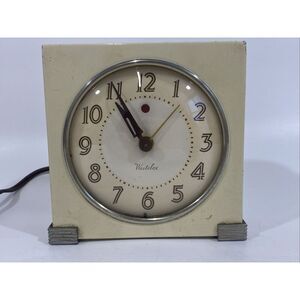 Vtg Metal Deco Logan S5-F Westclox Electric Alarm Clock Tested And Working 1940s